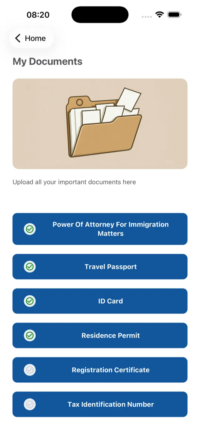 Tavel app — immigration guide