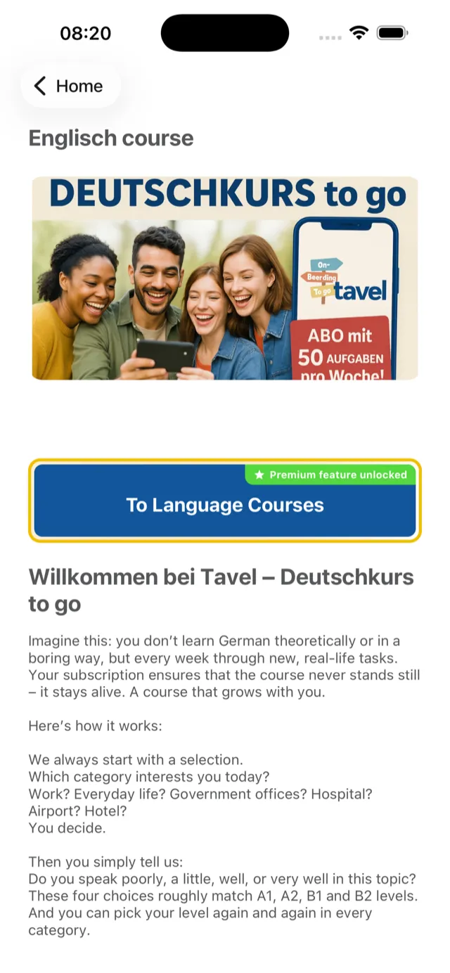 Tavel app — job listings
